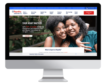 Example of important safety information in horizontal anchor link on a healthcare website.