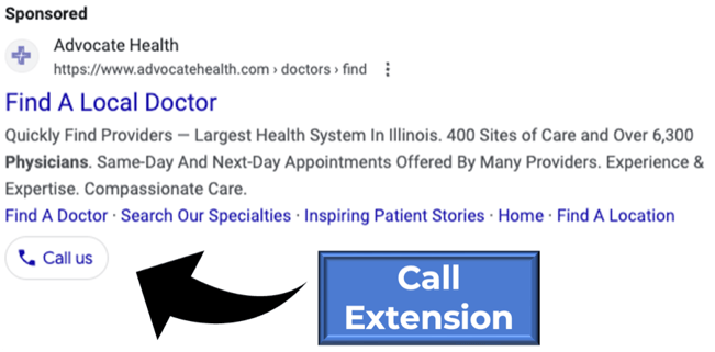 healthcare ppc call extensions