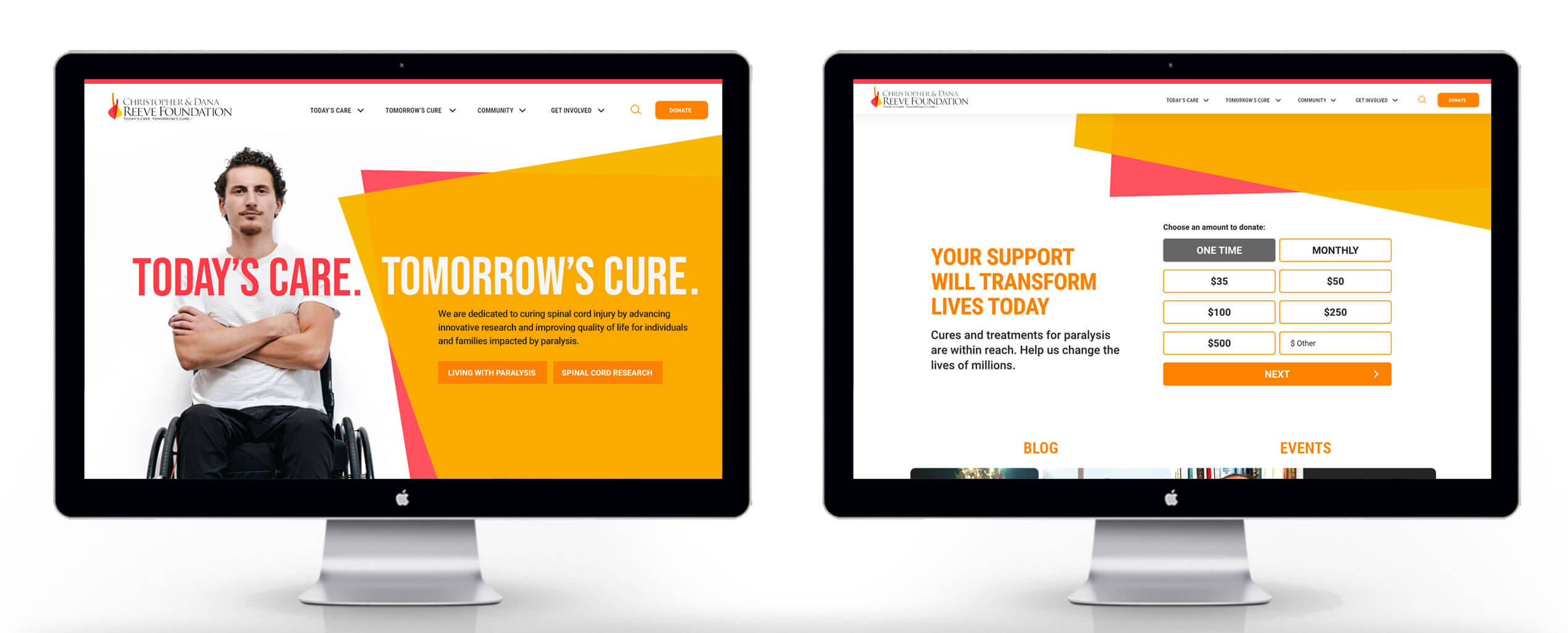 Website redesign visual presentation, part of XDS's pitch deck to the Reeves Foundation.