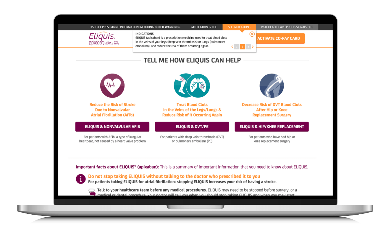 eliquis-isi-example-healthcare-website